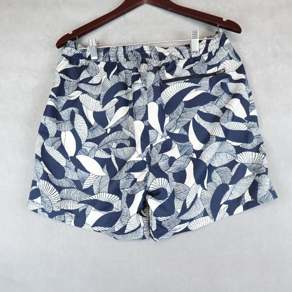 Outerknown Nomadic Volley Mens Medium Shorts Swim Trunks Indigo Floating Fauna